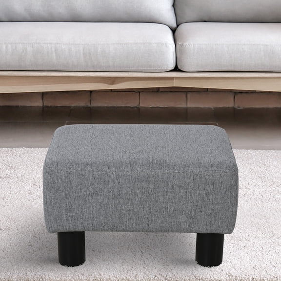 Ottomans With Storage Ottoman Foot Rest, Small Foot Stool with Linen Fabric Upholstery and Plastic Legs, Cube Ottoman for Living Room, Gray,Living Room Ottomans