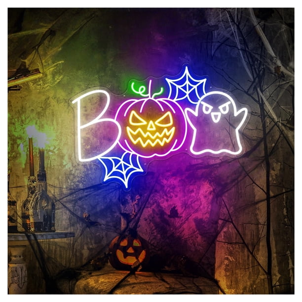 Letrero De Neón De Calabaza Boo, Ideal Para Bar, Festival, Fiesta, Decoración De Pared Del Hogar, Con Atenuación De 45cmx62cm