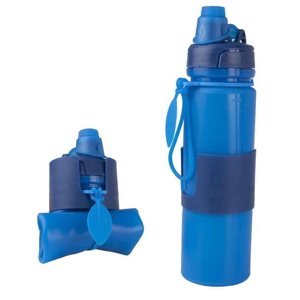 Download Silicone Collapsible Water Bottle, Leak Proof Twist Cap, BPA Free FDA Approved Foldable Water ...