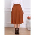 thumbnail image 3 of DARING DIVA Women's High Waist A Line Midi Skirts with Pockets Small Caramel, 3 of 6