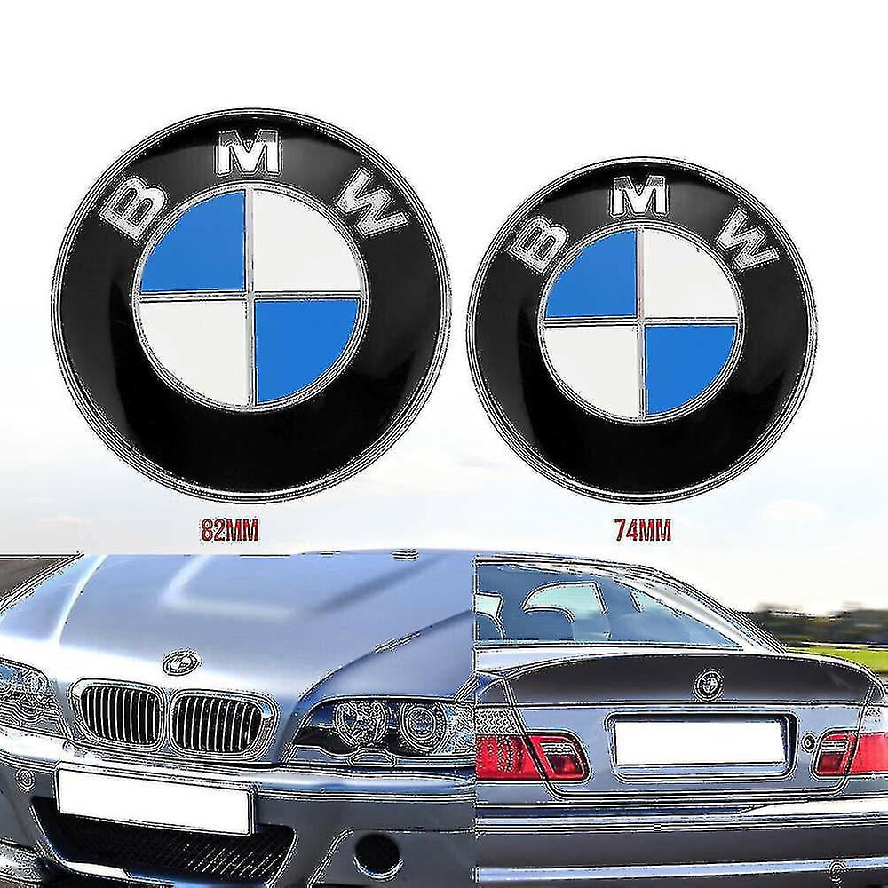 82mm + 74mm Emblème Auto pour Bmw Bonnet Arrière Logo Badge