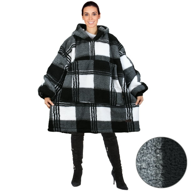 Catalonia Oversized Sherpa Hoodie Sweatshirt Blanket,Super Soft Warm
