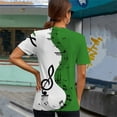 thumbnail image 6 of TANGNADE Women Vintage Musical Note Print Patchwork Summer Casual Tees, Fashion Crew Neck Short Sleeve Loose Top Green XXL, 6 of 7