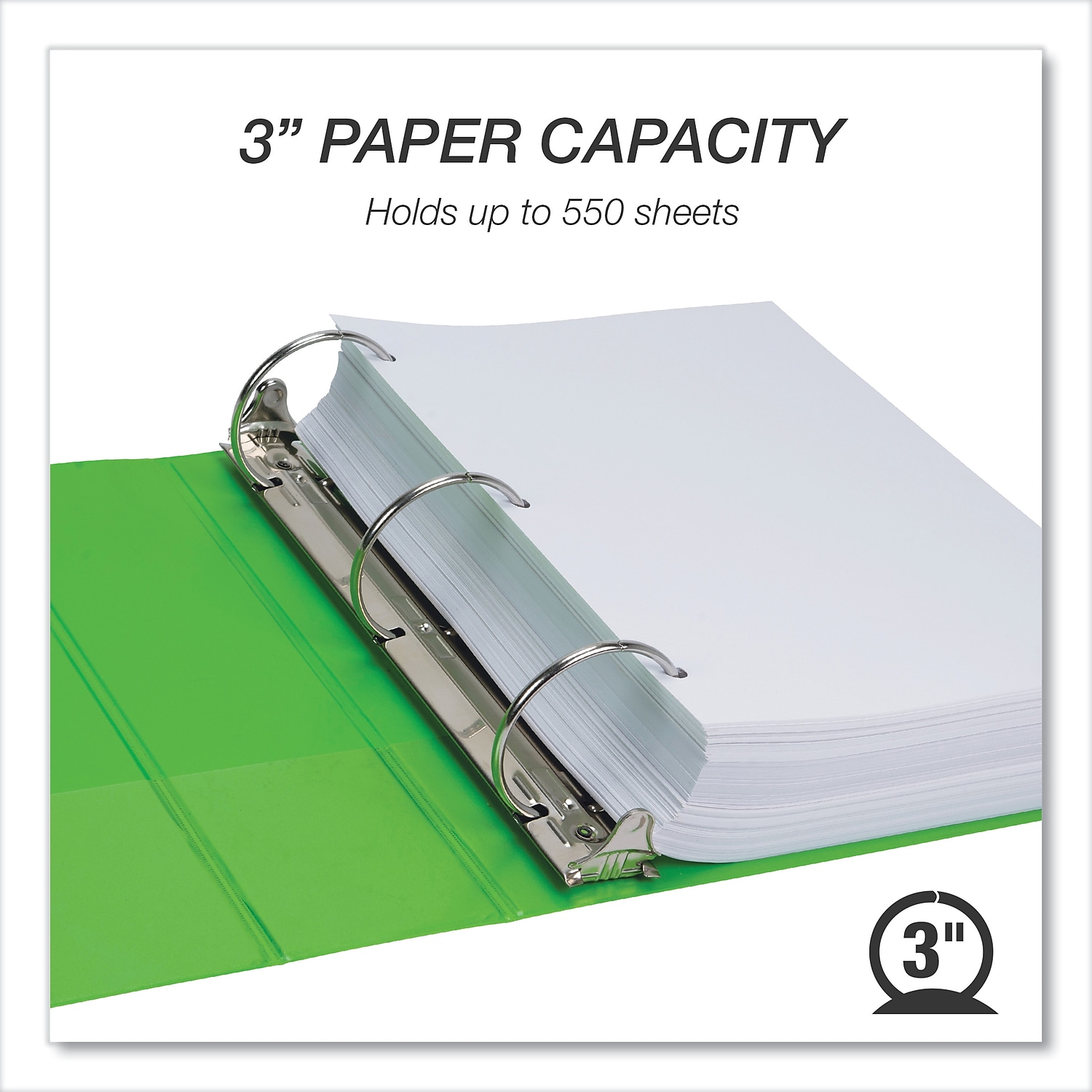Samsill U86878 Earth's Choice Plant-Based Economy 11 in. x 8.5 in. 3-Ring View Binders with 3 in. Capacity - Lime (2/Pack)