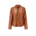 thumbnail image 1 of Txlixc Chaqueta de cuero Pu para mujeres, chaqueta de motocicleta de cuello alto Txlixc moda, 1 of 7