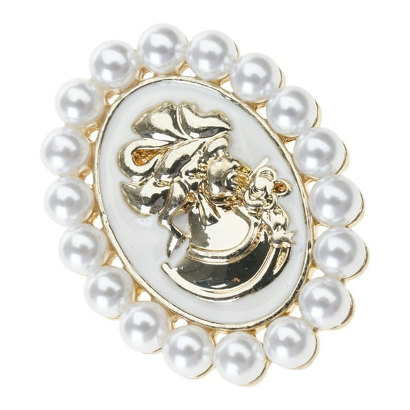 Victorian Cameo Brooch Pin With Rhinestones And Pearls Accent For Women Elegant Vintage Jewelry Gift For Ladies