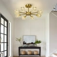 thumbnail image 4 of Modern Crystal Chandeliers Industrial Sputnik Chandeliers Gold Ceiling Light Semi Flush Mount Ceiling Lighting for Hallway Entryway Bathroom Living Room Kitchen Island（ 8-Light）, 4 of 8