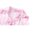 thumbnail image 2 of Beezizac Satin Pajamas for Girls-Cute Pink Silky Short-Sleeved Shorts Set with Charming Pink Bow & Striped Print Size 10, 2 of 7
