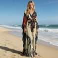 thumbnail image 2 of FSAGAE Regular Long Belted Kimono Robe, Print Swimsuit Cover Up, Boho Cardigan Sleepwear, Summer Beach Vacation Outfits Essentials Loungewear, Soft Spandex, XS-4XL for Choose (Women's & Women's Plus), 2 of 5