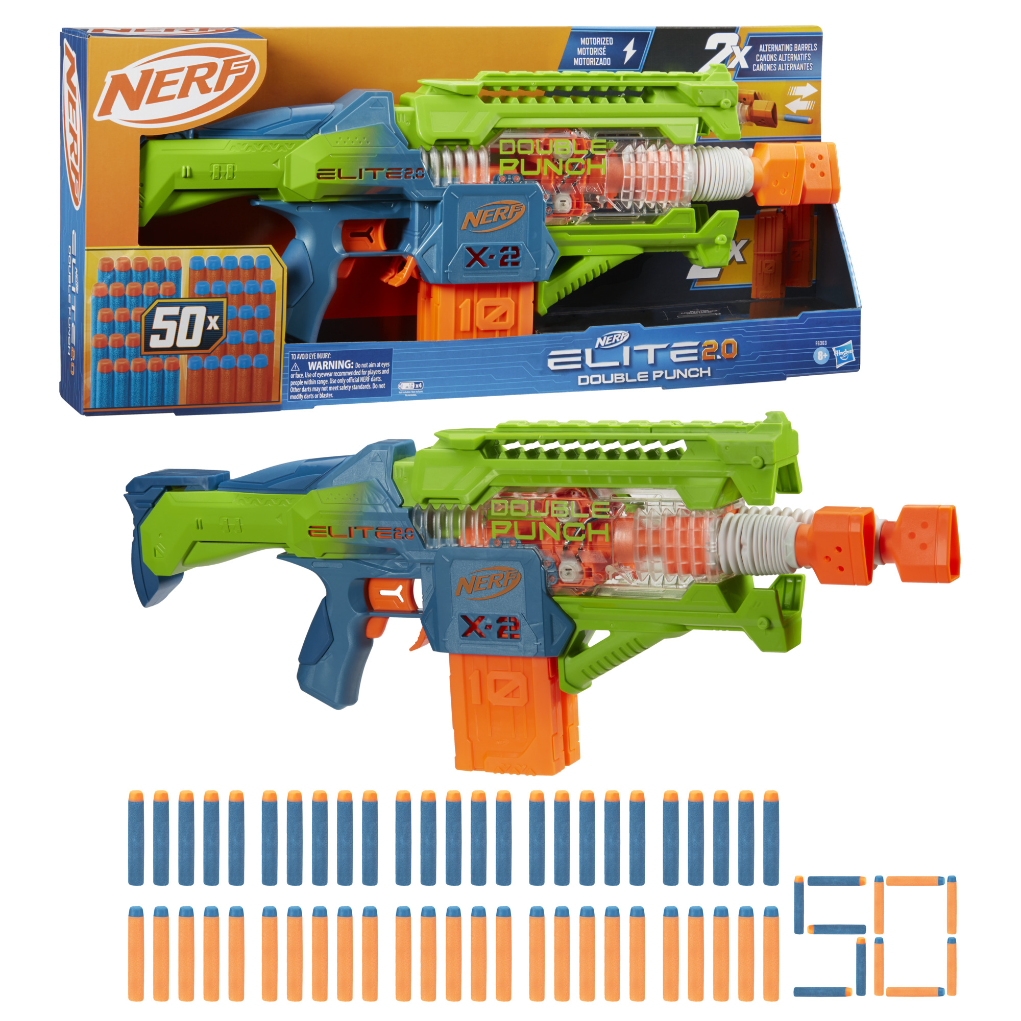 Nerf Elite 2.0 Double Punch Motorized Blaster With 50 Darts photo 1
