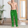 thumbnail image 5 of Uemuo Green Glitter Pattern Men's Wide Leg Palazzo Lounge Pants with Pockets Light Weight Loose Comfy Casual Pajama Pants-Large, 5 of 9
