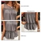 thumbnail image 4 of Camisa sin mangas con bordado de encaje para mujer, camisetas sin mangas elegantes con cuello redondo y dobladillo con volantes, 4 of 5