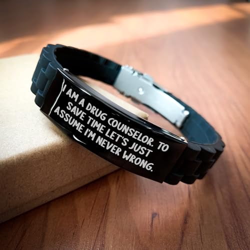 Funny Drug Counselor Gift for Men, Women, Friends - I Am A Drug Counselor. To Save Time Let's Just Assume I'm Never Wrong. Glide lock Clasp Valentine's Day Jewelry