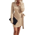 thumbnail image 1 of SAYOO Mujeres Cardigan Vestido de manga larga con cuello en V Cintura Lazo lateral Slim Streetwear Vestido elegante SAYOO  moda, 1 of 9