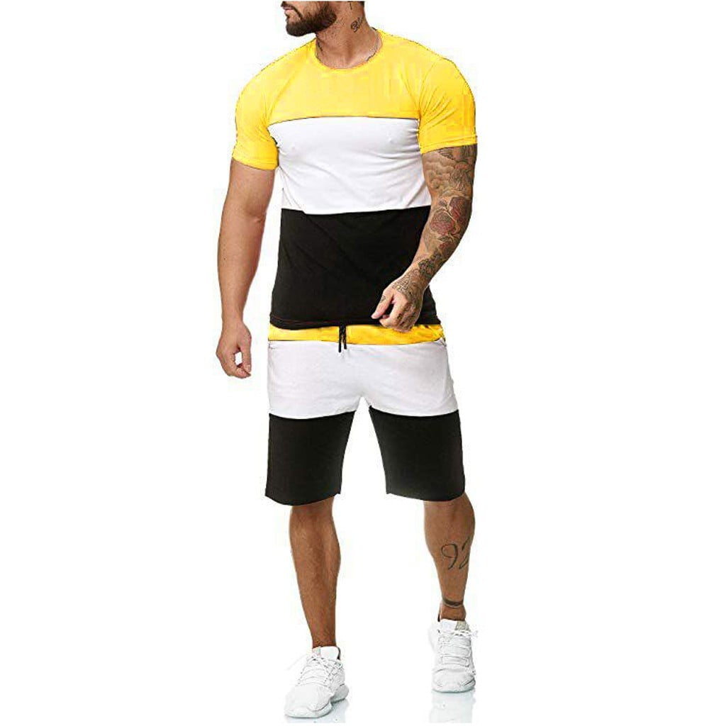 Men's Short Sets Outfits 2 Piece Summer Tracksuit Short Sleeve Shirt ...