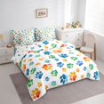 thumbnail image 2 of Homewish Colorful Dog Paw 7-Piece King Bedding,Cartoon Pet Themed King Bed in a Bag,Orange Blue,Polkadot Reversible, 2 of 8
