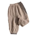 thumbnail image 3 of Toddler Pants Toddler Plaid Striped Elastic Casual Pants Summer Lightweight Proof Coffee 5-6 Years, 3 of 5