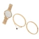 thumbnail image 1 of Juego de pulsera de reloj de cuarzo ANGGREK 3 piezas resistente al agua hipoalergénico con diamantes de imitación dorado, 1 of 8