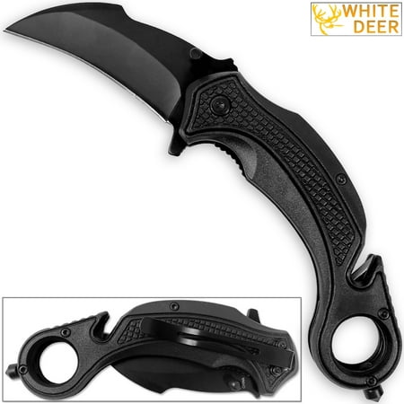 White Deer Extreme Defense Emergency Tactical Karambit Knife Assisted Open
