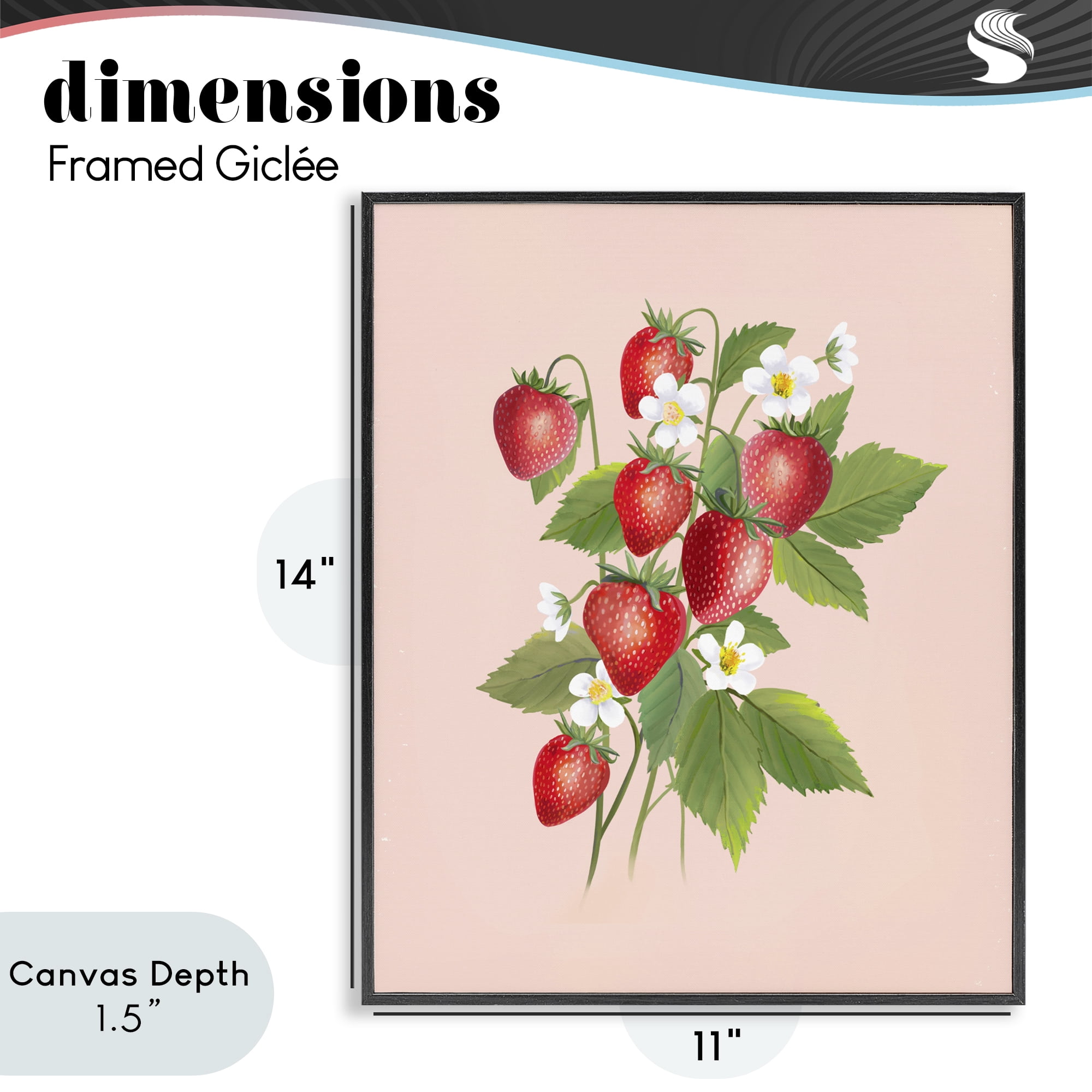 Stupell Industries Cottage Garden Strawberries Black Framed Giclee Art, design by Diane Neukirch