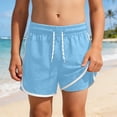 thumbnail image 2 of XAOFW Boy's Swim Trunks Summer Casual Double Layered Beach Shorts Solid Color Swimming Shorts For 9-16 Swimming Training Cozy Bottoms, 2 of 4