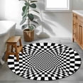 thumbnail image 3 of Black White Plaid Round Area Rug 3Ft Washable Small Circle Rugs for Kitchen Entryway, Modern Abstract Checkered Striped Non-Slip Carpet Floor Mats Indoor Outdoor Carpet Runner Aesthetic Home Decor, 3 of 8