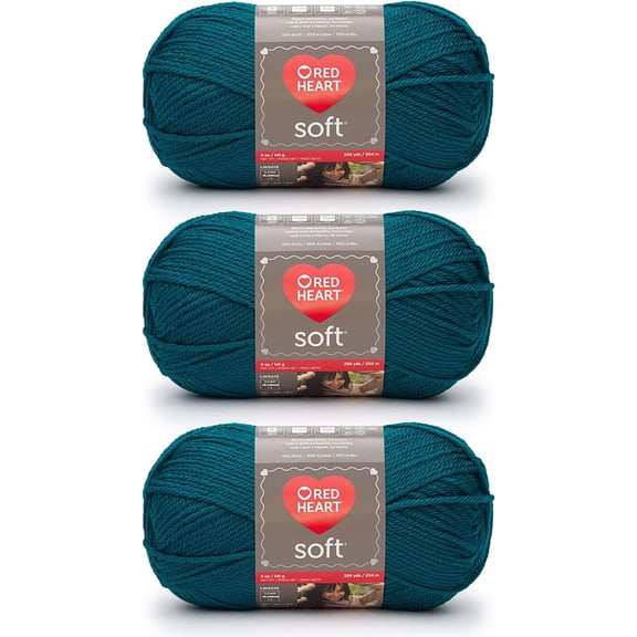 Soft Teal Yarn - 3 Pack of 141g/5oz - Acrylic - 4 Medium (Worsted) - 256 Yards - Knitting/Crochet