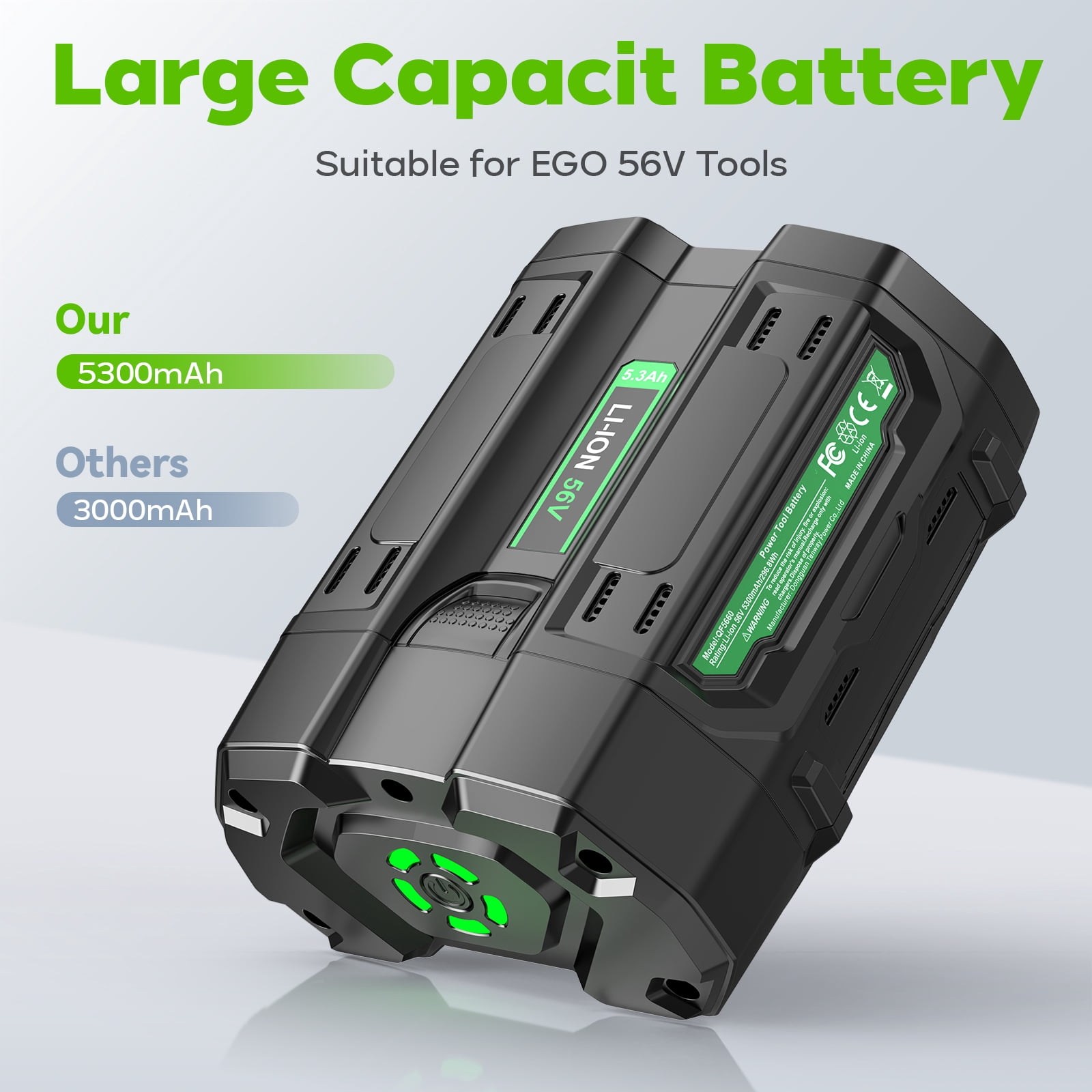 56V 5.3Ah Replacement Battery for EGO 56V Battery, Conpatible with EGO 56 Volt Lithium-Ion Battery BA2800 BA2800T BA4200 BA4200T BA1400 BA1400T Power Tools