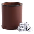 thumbnail image 1 of Vaso para dados de cuero sintético, superficie antideslizante, multifuncional, color rojo y marrón, para bares, fiestas nocturnas, clubes y familias., 1 of 8