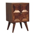 thumbnail image 3 of JERFIT Modern Nightstand with 2 Drawers, Solid Mango Wood Bedside Table, Scandinavian Chestnut Brown Finish, Nordic Style Bedroom Furniture, 3 of 10