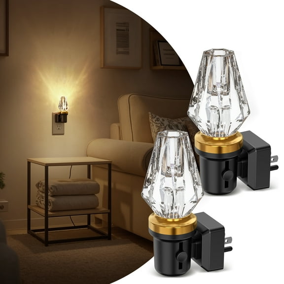 Black & Brass Octagonal Crystal Night Light with Dimmer