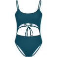 thumbnail image 4 of HSHDLDF Womens Scoop Neck Cut Out Front Lace Up Back High Cut Monokini One Piece Swimsuit, 4 of 6