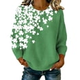 thumbnail image 2 of FASHOFT St Patricks Day Sweater Women Shamrock Irish Graphic Sweaters Loose Fit Crew Neck Long Sleeve Pullover Holiday Knitted Tops Green L, 2 of 4