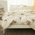 thumbnail image 4 of Bedding Pink roses Duvet Cover White Set with Small Ball Edge Twin Size, 4 of 5