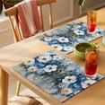 thumbnail image 4 of Hydrangeas Flower Placemats Set of 12 Blue White Floral Country Oil Painting Place Mats Indoor Wipeable Table Mats Washable Dining Table Placemats for Kitchen Holiday Party Home Decor 13x19 Inch, 4 of 9