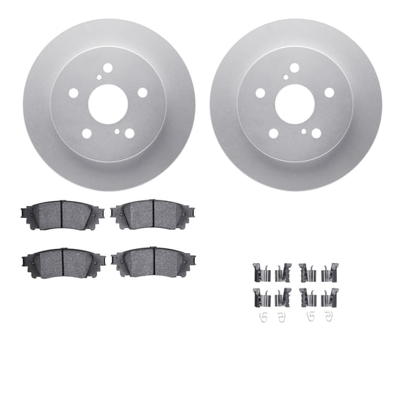 Dynamic Friction Company Rear Geospec Brake Rotors with 5000 Advanced Brake Pads includes Hardware 4512-75056