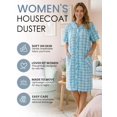 thumbnail image 2 of Casual Nights Women's Snap Front Lightweight Housecoat, Short Sleeve House Dress Duster Lounger Robe with Pockets, Cotton Poly Knit, Mid Calf, Royal Blue Plaid 3X, 2 of 3