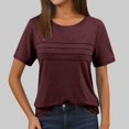 thumbnail image 2 of Tfken Summer Women Tshirts Short Sleeve Solid Color Crew Neck Tops Fashion Daily Wear Female Comfortable Shirts Red, 2 of 5