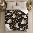 thumbnail image 5 of Cute Ghosts Jack-O-Lanterns autumn celebration, Festive autumn celebration Scene, Warm Flannel Blanket for Living Room and Family Room, Art Lovers autumn celebration Gift, Festive Home Decor, 5 of 9