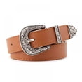thumbnail image 2 of Women Leather Belts Ladies Vintage Western Design Waist Belt for Pants Jeans Dresses,108cm,Orange, 2 of 6