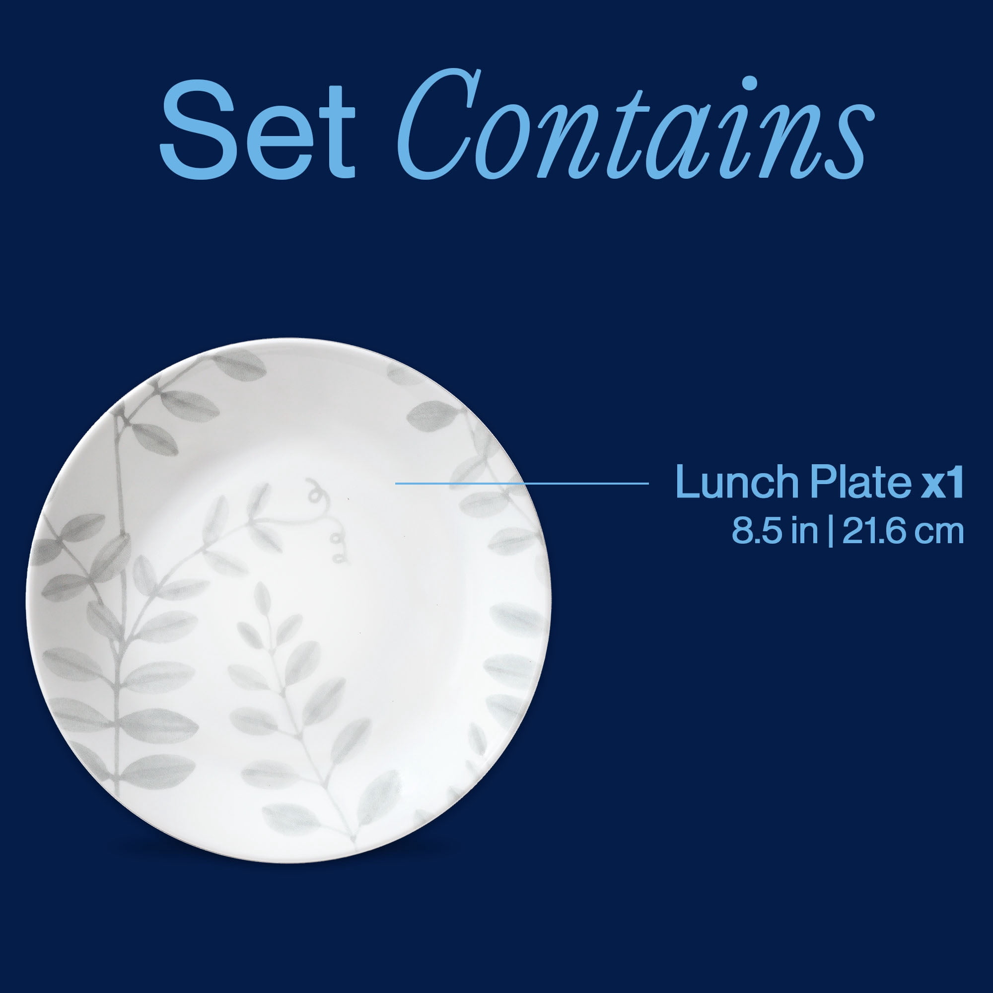 Corelle Flowing Fern 8.5 Inch Salad Plate with Triple-Layer Strong Glass