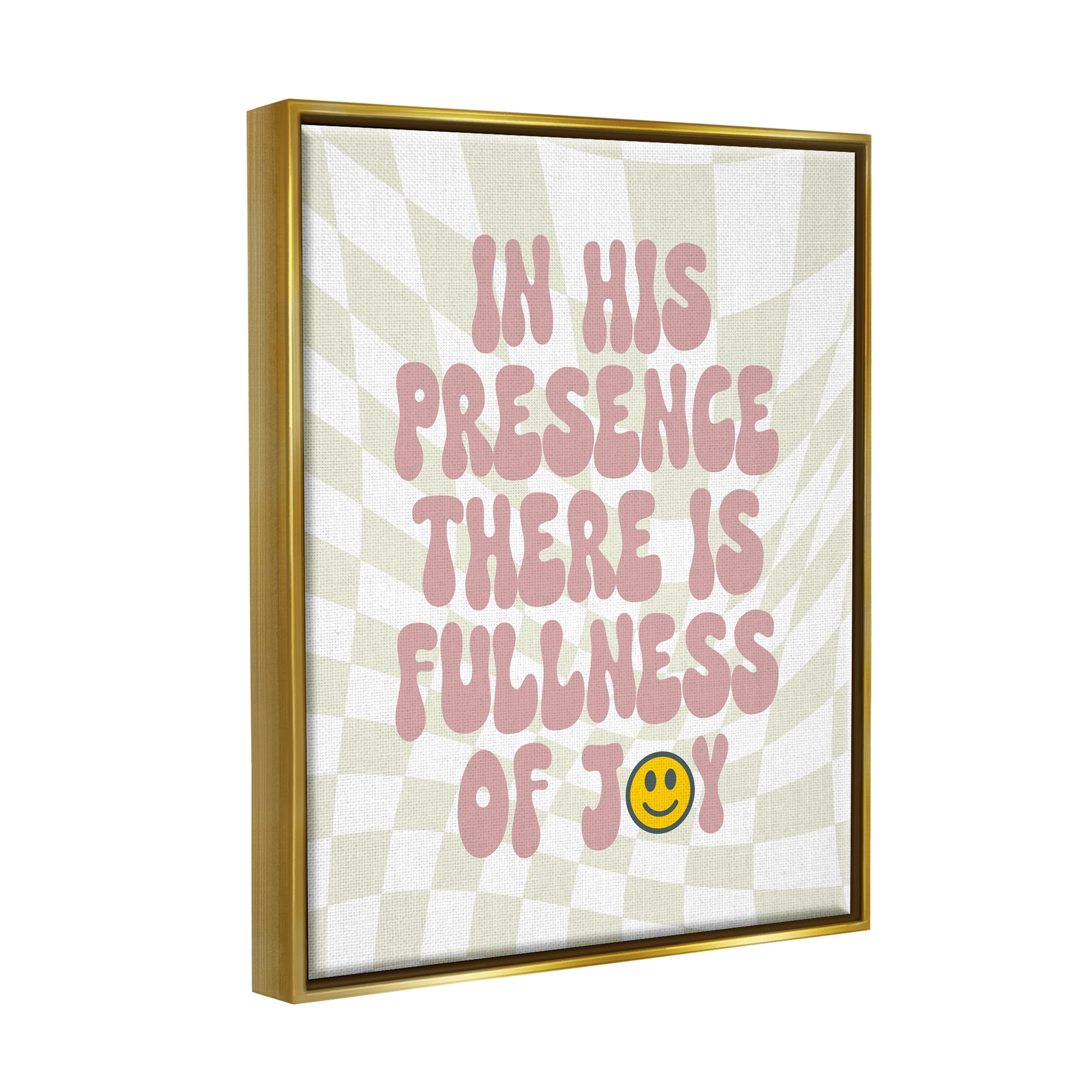 Stupell Industries Retro Religious Patterned Inspirational Painting Gold Floater Framed Canvas Art Print Wall Art, 25 x 31