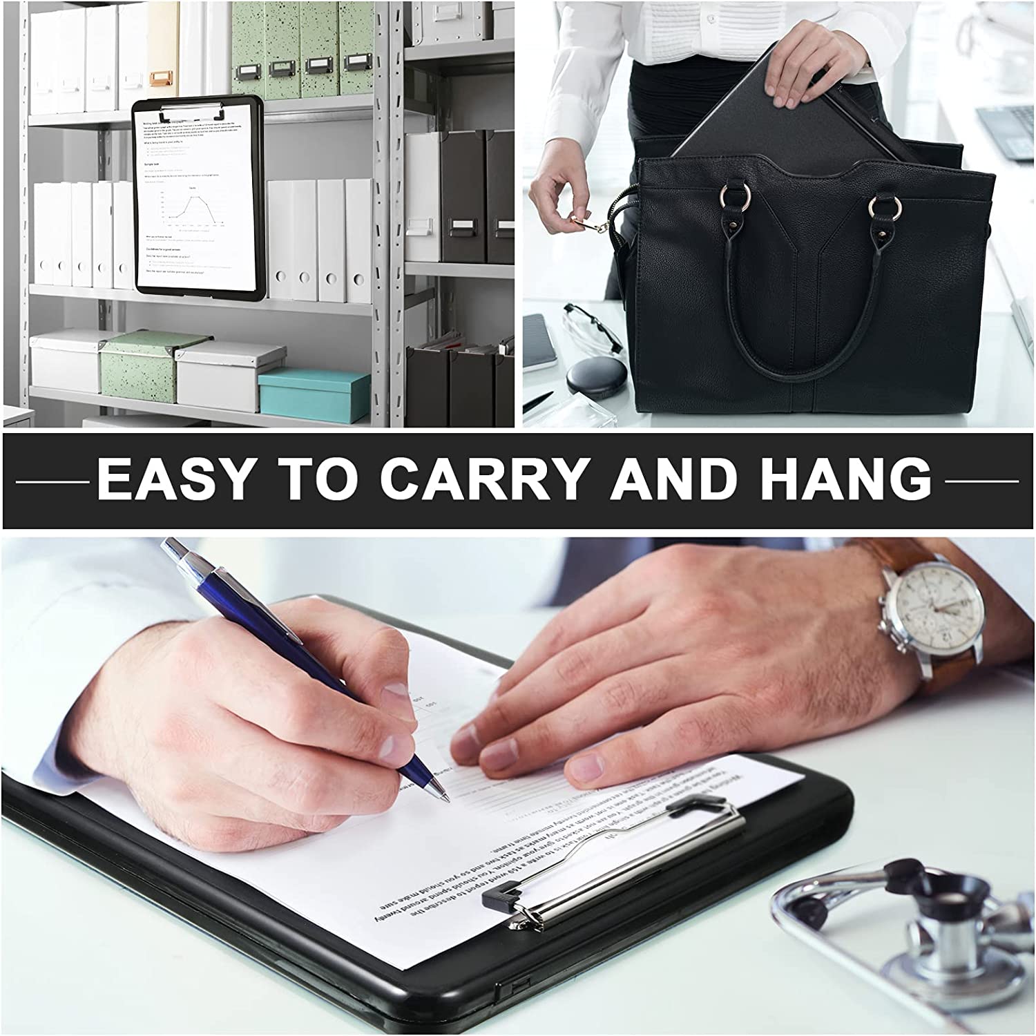 24 Pcs Clipboard with Storage Plastic Foldable Nursing Clipboard Storage with Pen Holder 9. 5 x 13. 4 Inch Foldable Clip Board with Low Profile Clip for Student Teacher Nurse Office Supplies