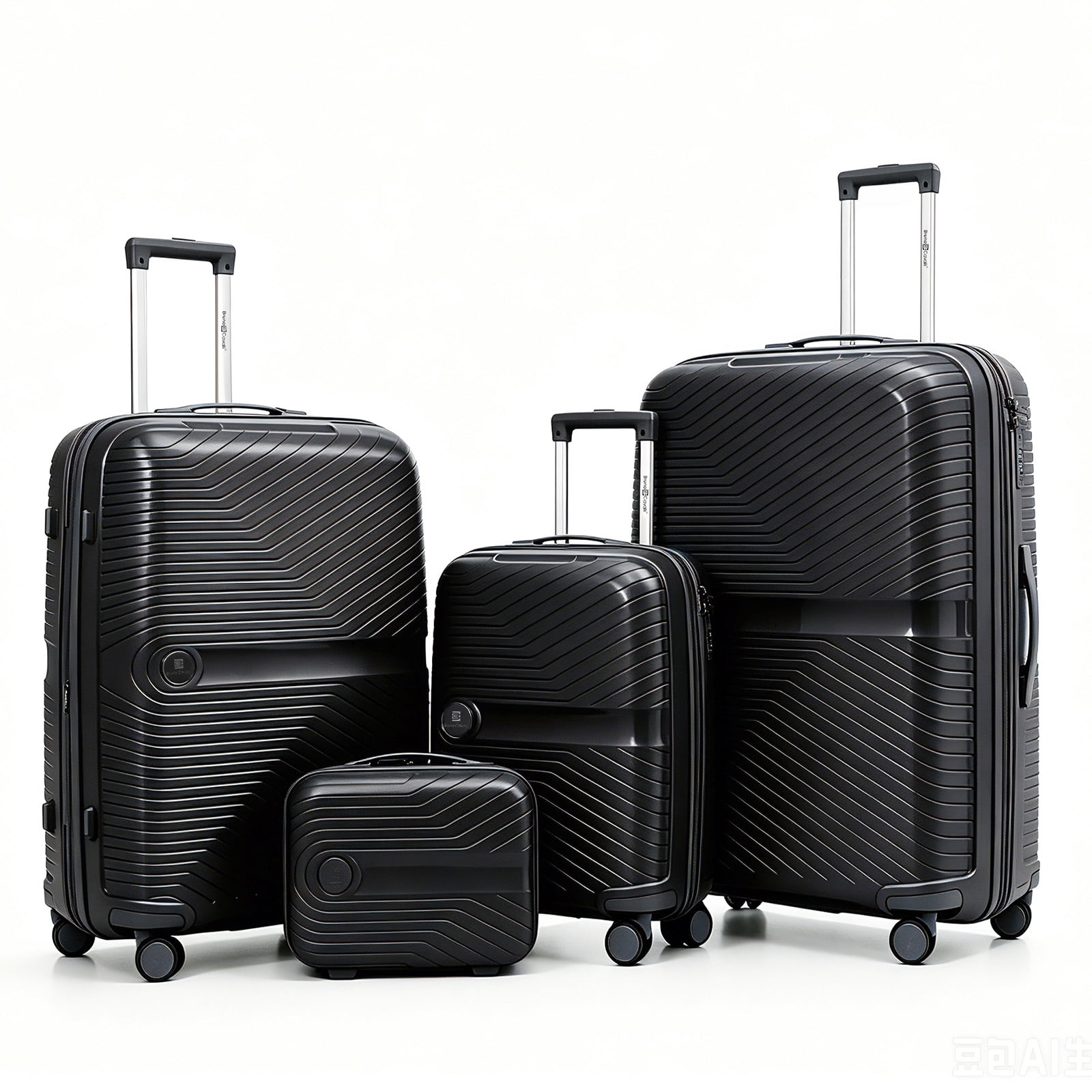4 Piece Expandable ABS Luggage Set 13"+20"+28"+32", Hard Shell Spinner Suitcases with TSA Lock, Lightweight Travel Suitcase for Family Trip BLACK