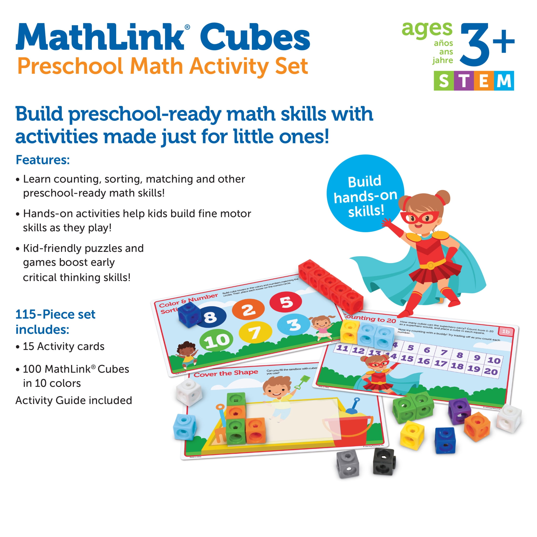 Learning Resources MathLink Cubes for Preschool and Up Math Toys