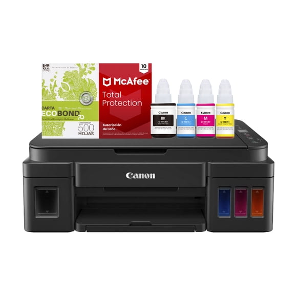 KIT MULTIFUNCIONAL CANON G2110 COLOR + KIT DE TINTA + PAPEL + ANTIVIRUS