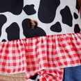 thumbnail image 6 of Paguaki Toddler Girl Denim Western Outfit Baby Cowgirl Clothes Ruffle Cow Print Shirt Button Down Tops Belted Jeans Shorts, 6 of 8
