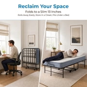 Mjkone Folding Bed with Mattress,75 x 31Rollaway Bed for Adults with Dust Cover,Twin Size Foldable Bed with Lockable Wheels for Small Space