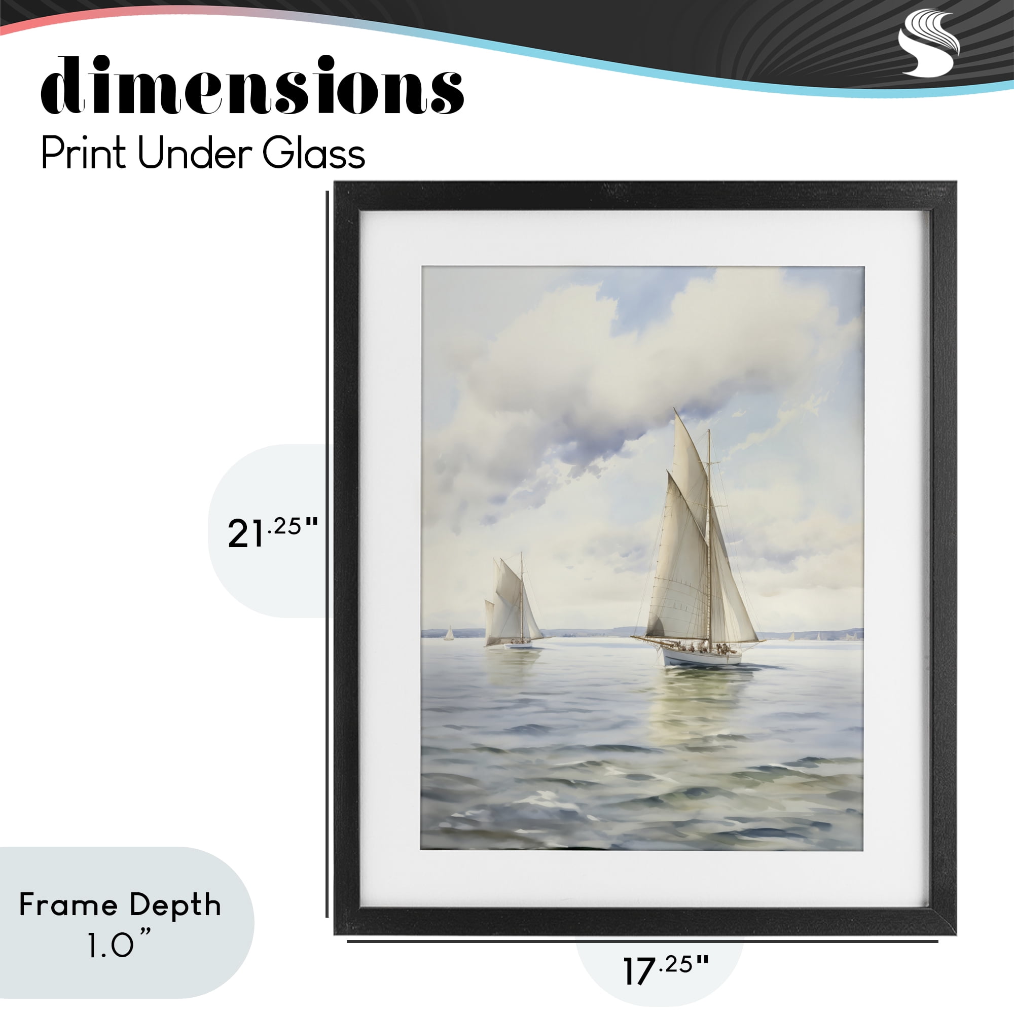 Stupell Industries Sailing Toward a Tranquil Horizon Black Framed Print Under Glass, design by LSR Design Studio