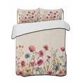 thumbnail image 2 of Pink Orange Teal Spring Floral Full Size Down Alternative Comforter,Lightweight Comforter Quilt Bedding Set with Pillow Shams Watercolor Botanical Summer Flowers Bed Comforter Duvet Insert 78"x90", 2 of 7